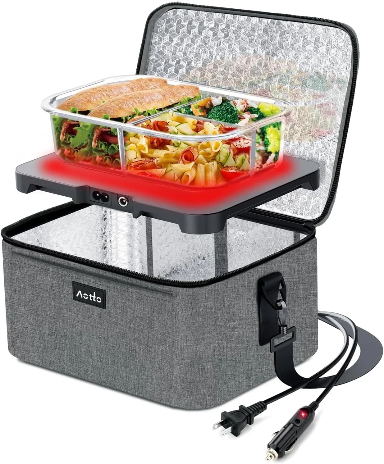 Portable Oven, Electric Lunch Box Food Heater - 12V/24V/110V 3-in-1 Car Food Warmer - Mini Personal Microwave Heated Lunch Box Warmer for Car, Truck - Image 2