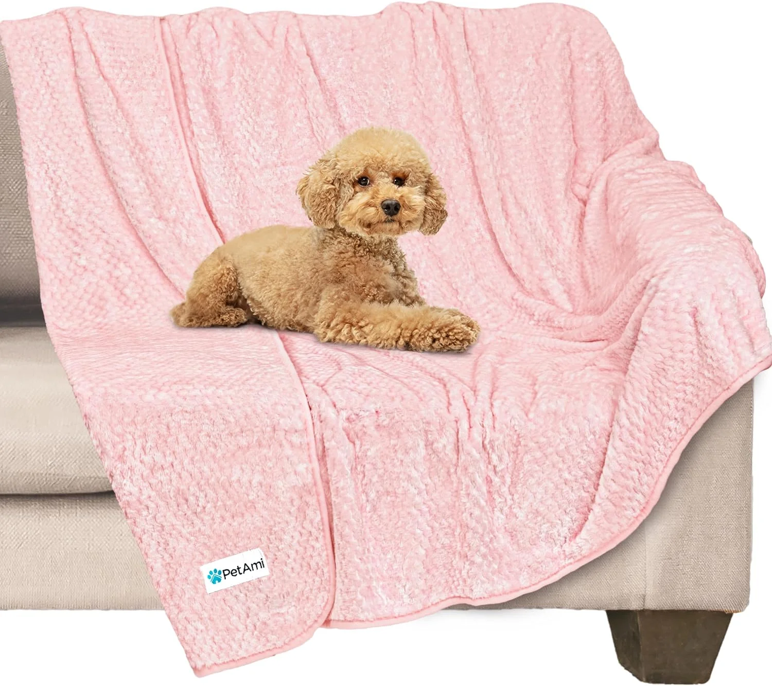 Nook PetAmi Waterproof Dog Blanket, Leakproof Pet Throw, Twin 60x80 Taupe Beige - Image 2