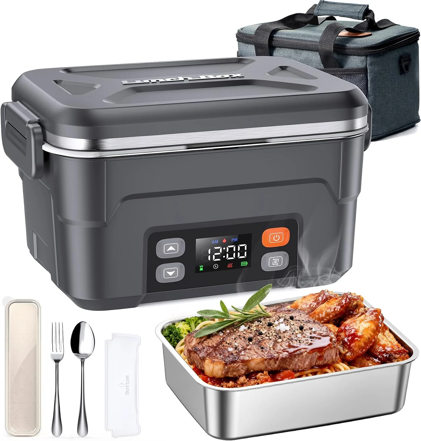 OAK Cordless Electric Lunch Box, Heated Lunch Box for Men with Timer