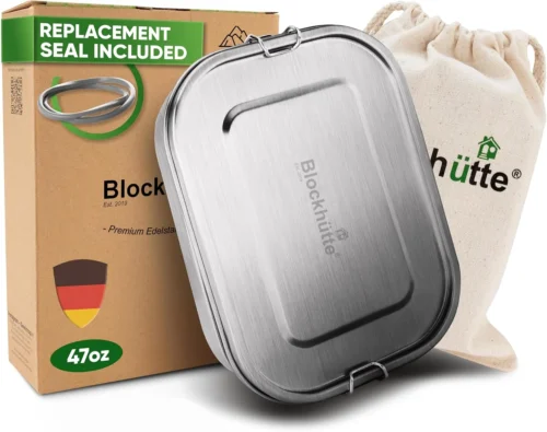 Stainless Steel Lunch Box I 27oz I with free sealing I Bento Box 3 Compartments, Leak-Proof Food Containers, Metal Lunchbox for Travel & Work