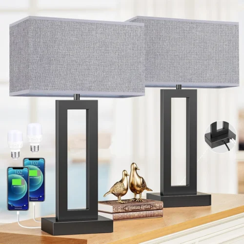 Alternative view of Touch Lamps for Nightstand, 3 Way Dimmable Bedroom Lamp, USB C+A