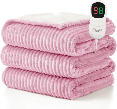 Homemate Heated Blanket Electric Heating Throw 50x60 Soft Flannel Sherpa
