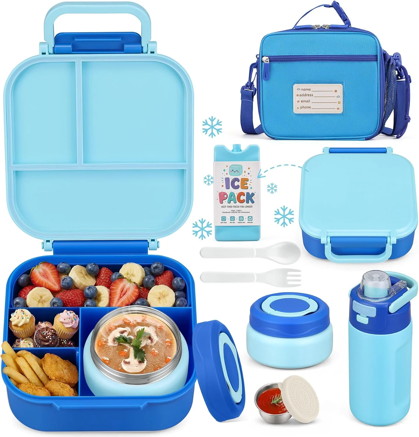 Lunch Box for Kids with 7oz Soup Thermo, Insulated Stainless Steel Kids Water Bottle with Straw and Insulated Lunch Bag - Image 4
