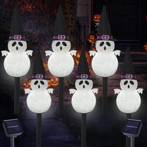Halloween Pumpkin Stake Lights, Set of 10 Decorative Solar Pumpkin Lights, Waterproof Halloween Decorations for Outdoor Garden and Yard