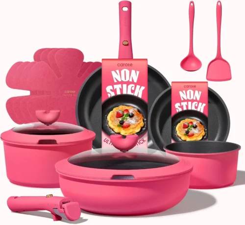 CAROTE 15pcs Pots and Pans Set Non Stick, Cookware Set Detachable Handle