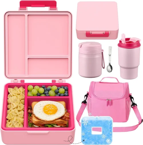 Alternative view of Lunch Box Set with Bento Box Container, 17OZ Stainless Steel Food Soup Thermo, Kids Water Bottle & Portable Insulated Lunch Bag ?C Leakproof