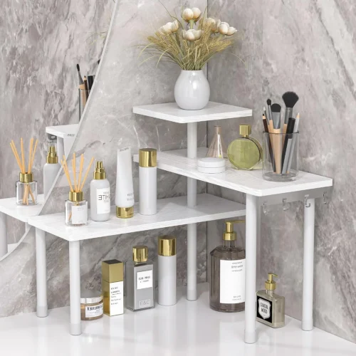 Kitchen Countertop Organizer 3-Tier Corner Shelf, Rustic Brown