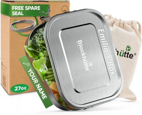 Alternative view of Stainless Steel Lunch Box I 27oz I with free sealing I Bento Box 3 Compartments, Leak-Proof Food Containers, Metal Lunchbox for Travel & Work