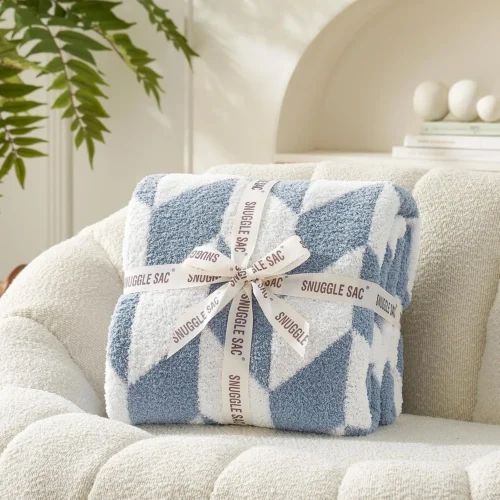 Alternative view of Snuggle Sac Buttery Ivory Throw Blanket for Couch, Reversible Super Soft Knitted Blankets, Warm Cozy Knit Fuzzy Plush Lightweight Throws Dupes for Sofa, Bed, Picnic, Ivory, 50 x 60 inches