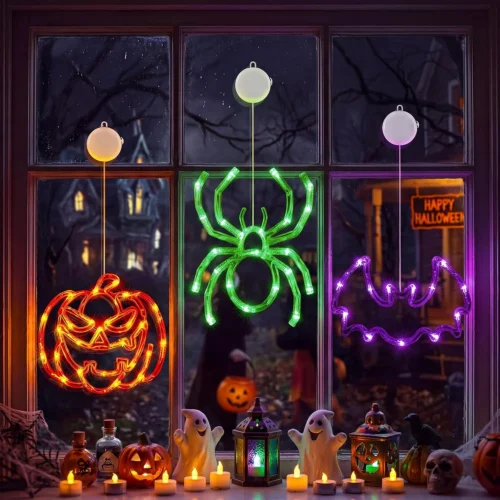 Alternative view of 3 Pack Halloween Windows Lights - Pumpkin, Ghost, Hat with Timer