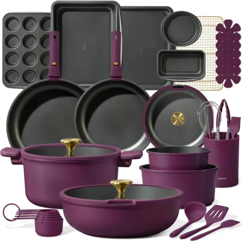 Alternative view of CAROTE 21pcs Pots and Pans Set Non Stick, Detachable Handle Cookware Sets