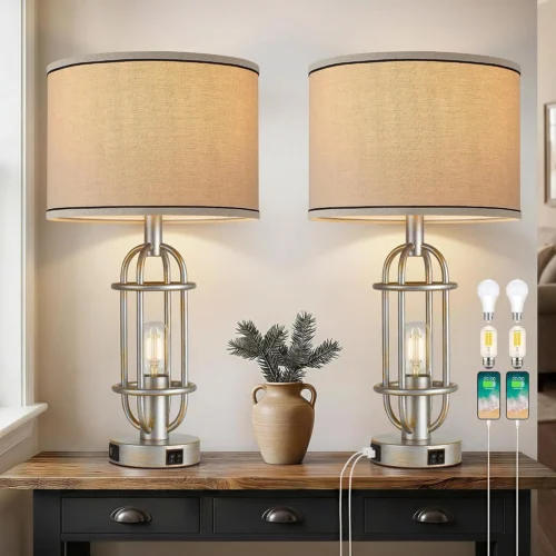 Alternative view of 22.3?? Farmhouse Table Lamps for Living Room Set of 2, Black