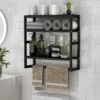 100% Bamboo Towel Rack Bathroom Storage Shelves Over Toilet Towel Bar
