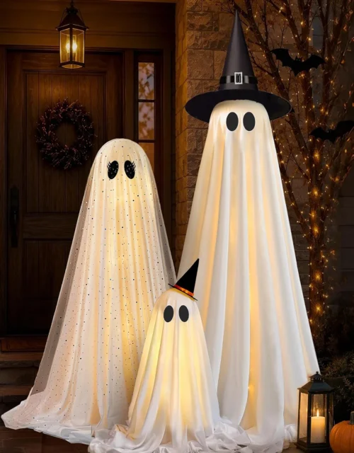 Halloween Decorations Outdoor, Halloweens Party Decoration Indoor, Light Up Spooky Ghost with Remote Control String Lights