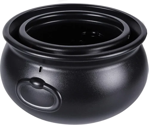 12.6 and 7.4 Package Halloween Large Cauldron, 2pcs Black Plastic Witch Cauldron Kettle Halloween Pot Candy Holder for Halloween & St. Patrick??s Day