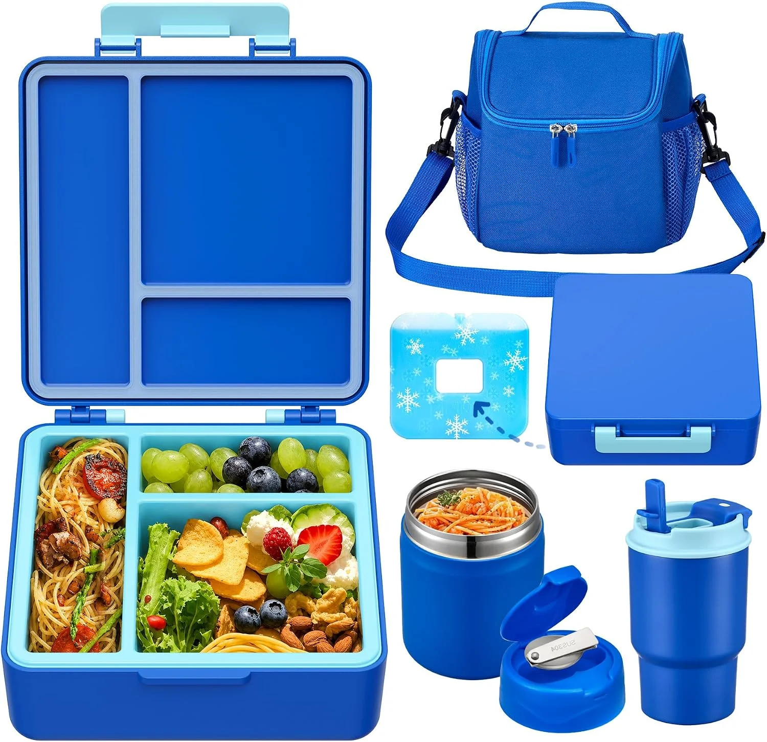 Lunch Box for Kids with 17oz Soup Thermo, Insulated Tumbler Water Bottle and Insulated Lunch Bag, Leak-Proof 3 Compartment Lunch Food Container - Image 3