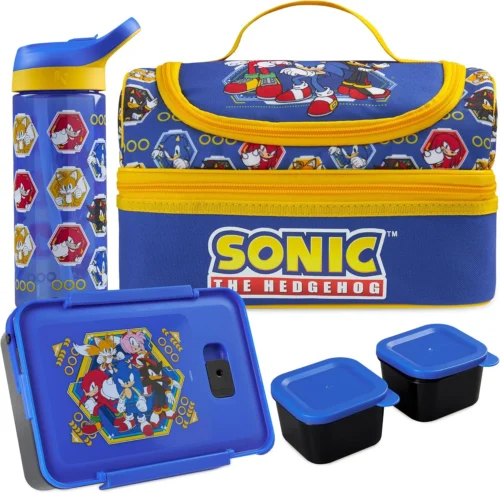 Trend Minecraft Kids Lunch Box 3 Pc Set with Insulated Lunch Bag, Bento Box with Two Mini Pots & 20 fl oz Water Bottle with Straw for School, Picnic