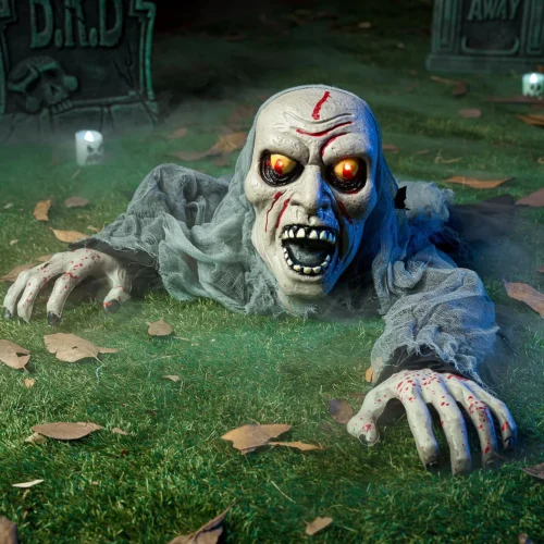 Alternative view of Halloween Decorations Outdoor Light-Up Zombie Groundbreaker with bloodstain and Creepy Sound for Halloween Outside Decor Lawn Yard Patio Graveyard