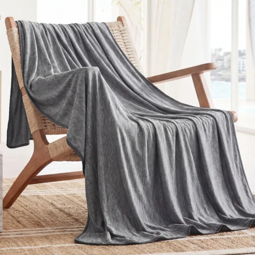 Bedsure Silky Soft Cooling Blanket for Hot Sleepers, Throw XL, Dark Grey