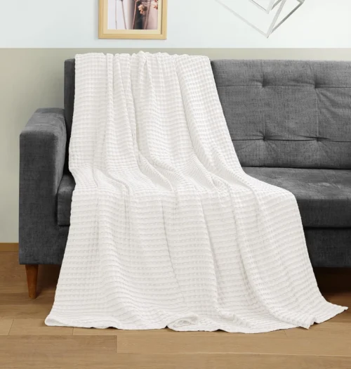 Alternative view of Utopia Bedding 100% Cotton Waffle Blanket Queen Size White, 90x90 Inch