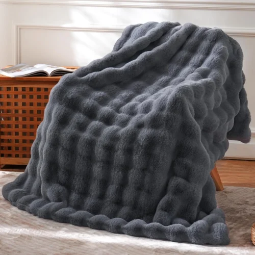 BENVWE Fluffy Faux Fur Throw Blanket for Couch, Soft Plush Thick Cozy Fuzzy Luxury Minky Bubble Blanket for Home Living Room Decor Gift for Women, Tie-dye Coffee, 50 x 60, 1100GSM