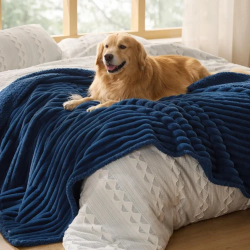 Bedsure ComfyFleece® Waterproof Dog Blankets for Large Dogs, 50x60 Cream