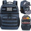 Lunch Backpack for Men, Tactical Inspired Double Deck Cooler Backpack Insulated Leakproof RFID Lunchbox for Work (Black)